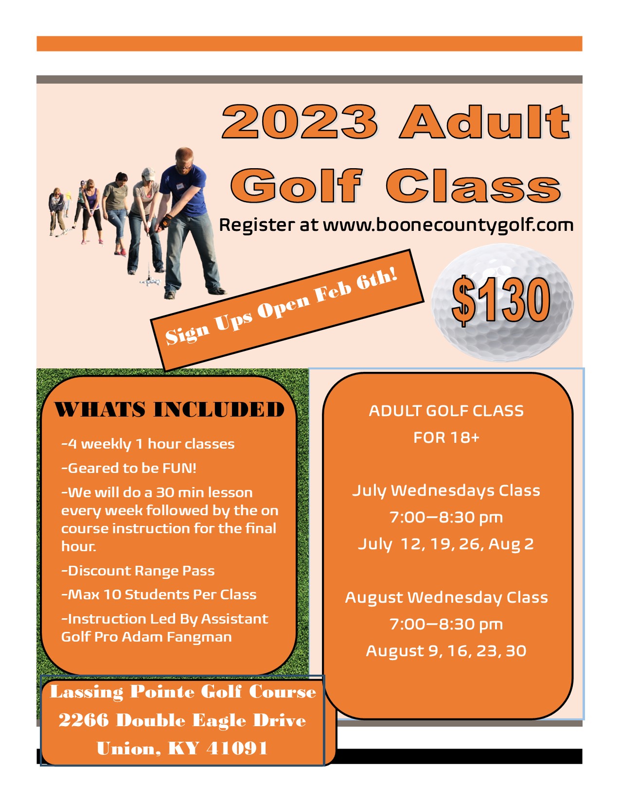2023 Adult Golf Class
