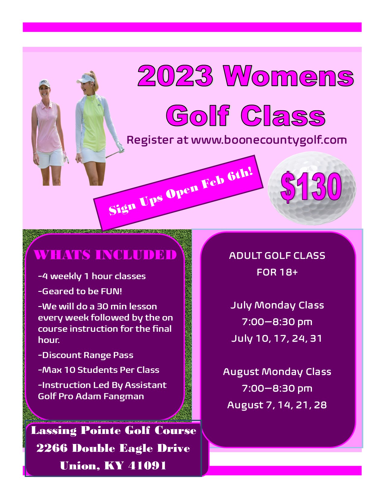 2023 Womens Golf Class