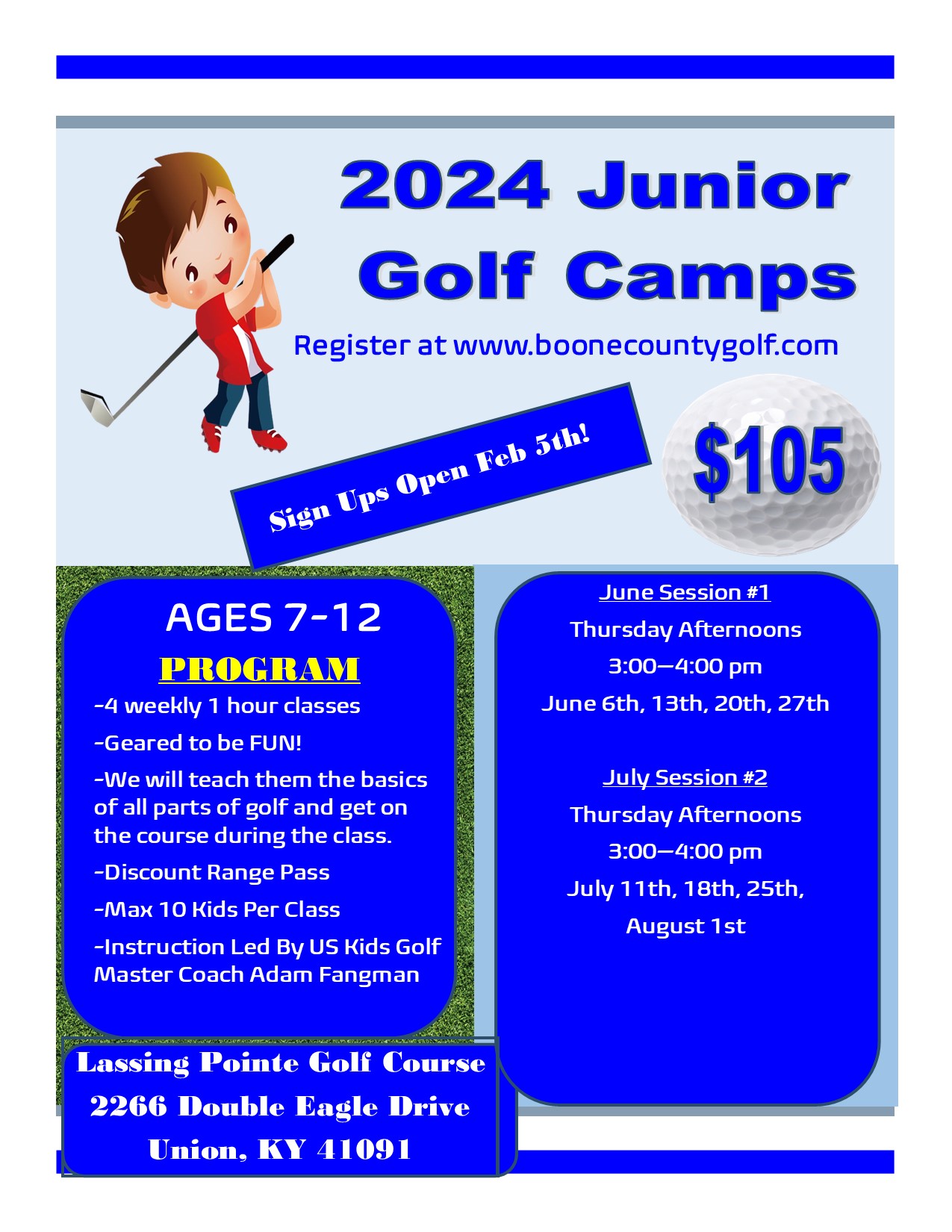 2024 Jr Golf Camp Regsitration
